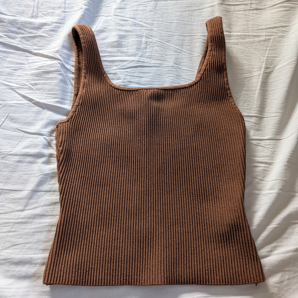Babaton Chocolate Ribbed Tank Top